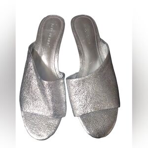 Marc Fisher Silver Slide On Mules
